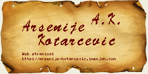 Arsenije Kotarčević vizit kartica